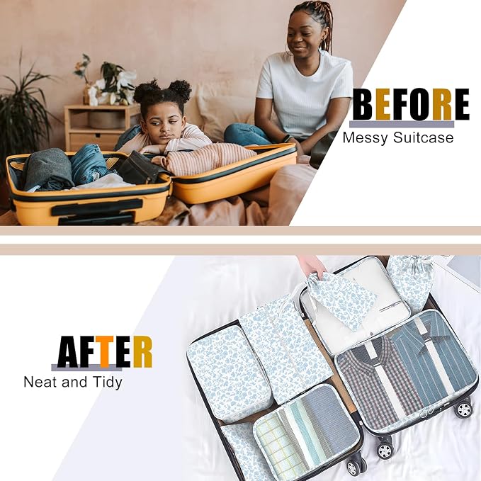 Packing Cubes for Travel - 8 Set Luggage Organizer Bags for Family, Mesh Breathable Packing Cubes for Suitcases Durable Travel Essentials Bags Set - Image 4