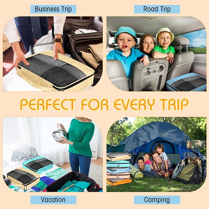 5 Pcs Packing Cubes for Suitcase Large Travel Cubes Carry on Luggage Organizer Bags for Clothes Accessories(S,Pastel) - Image 7