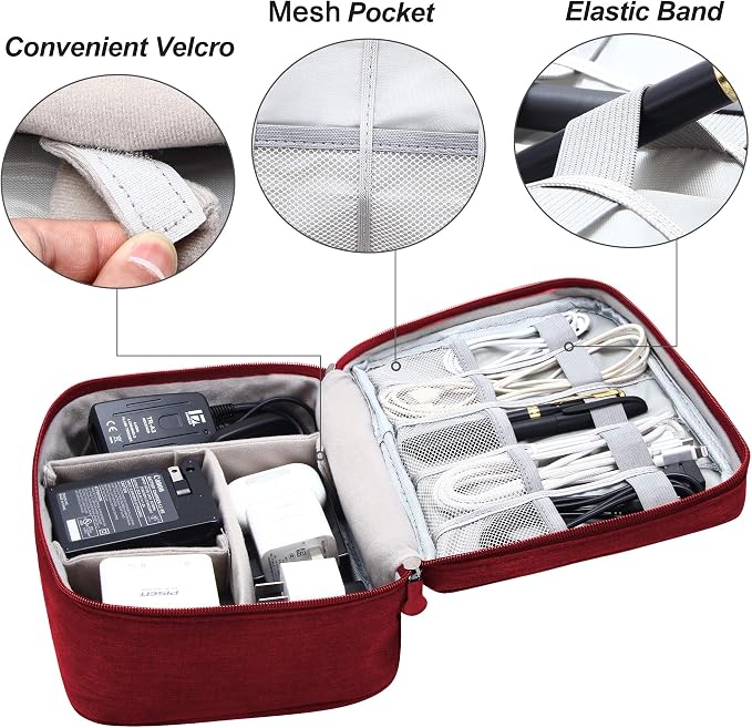 SELLYFELLY Electronics Organizer Travel Universal Cable Organizer Bag Waterproof Electronics Accessories Storage Cases for Cable, Charger, Phone, USB, SD Card, Hard Drives, Power Bank, Cords - Image 3