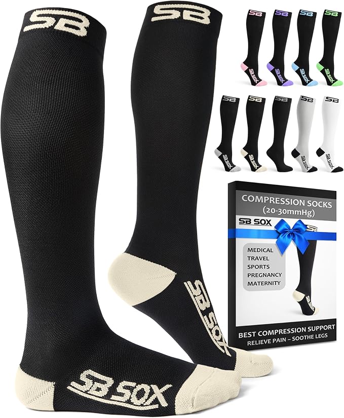 SB SOX Compression Socks for Men & Women (20-30mmHg) | Best Quality Compression Socks for Flying, Medical, Sports, Wide Calf Fit, Pregnancy, and Daily Wear. Trusted since 2016. by SBSOX