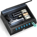 Biometric Gun Safe for Handguns, Gun Case Fits 2-3 Handguns | Fingerprint Pistol Safe, Nightstand, LED Light, Stealth Mode, Security Cable, Carbon Steel, Portable Lock Box, 1s Open by AIRMuch