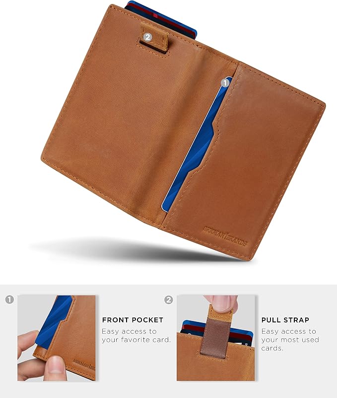 SERMAN BRANDS - Wallets for Men Slim Mens leather RFID Blocking Minimalist Card Front Pocket Bifold Travel Thin - Image 5