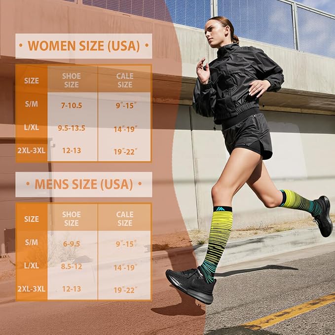 5/6 Pairs Graduated Compression Socks for Women&Men 20-30mmhg Knee High Socks Travel Hiking Running Stocking - Image 6