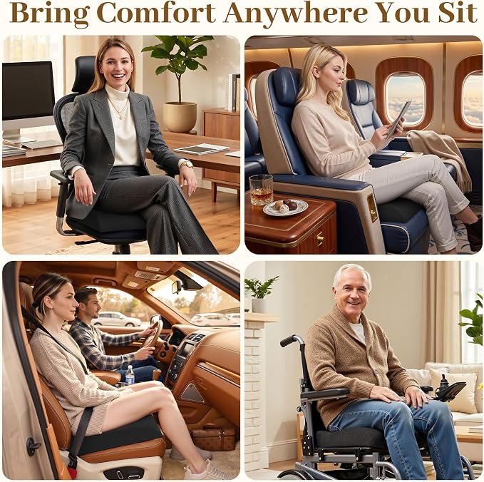 TranquilRelax XL Memory Foam Seat Cushion for Office Chair, 3.35-Inch, Black - Image 5