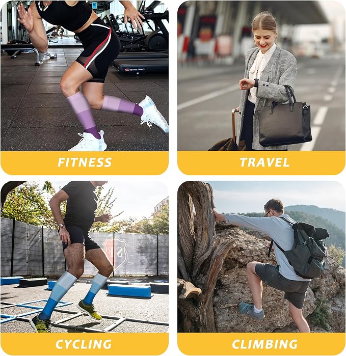 fenglaoda 6 Pairs Compression Socks for Women & Men Knee High Cute Circulation Socks for Nurse Pregnant Travel Athletic - Image 6