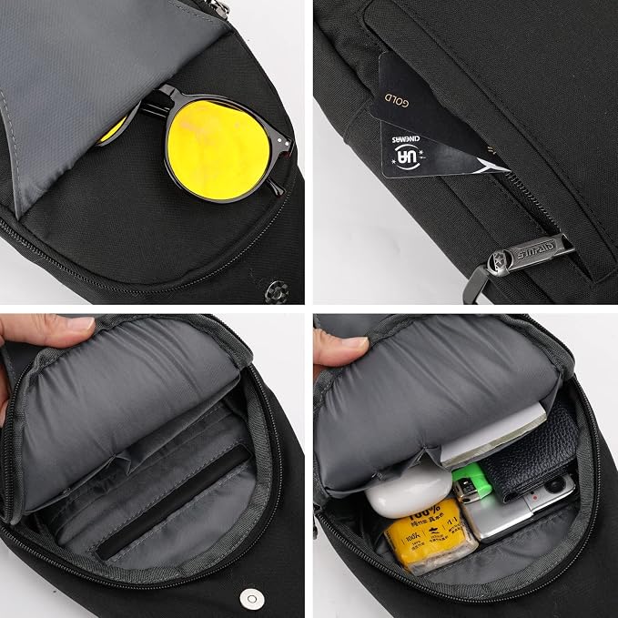 WATERFLY Small Crossbody Sling Backpack Anti Theft Backpack for Traveling Chest Bags for Men&Women Multipurpose Casual Daypack Hiking Shoulder Bag (Black) - Image 3