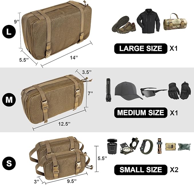 4 Set Tactical Packing Cubes ，Compressible Mesh Duffle Storage Bag,Portable Edc Molle Pouch Organizer. - Image 3