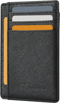 Travelambo Front Pocket Minimalist Leather Slim Wallet RFID Blocking Medium Size by Travelambo