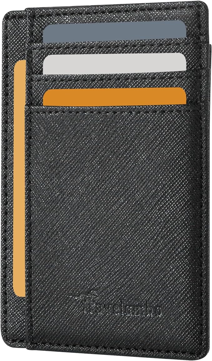 Travelambo Front Pocket Minimalist Leather Slim Wallet RFID Blocking Medium Size by Travelambo