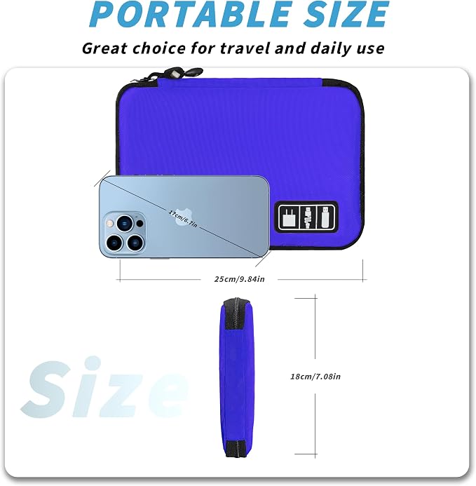 Electronics Organizer,Travel Cord Organizer Pouch,Cable Organizer Bags | Travel Electronic Accessories Storage Case for Cables, Cords, Charger, Phone (Royal Blue) - Image 3