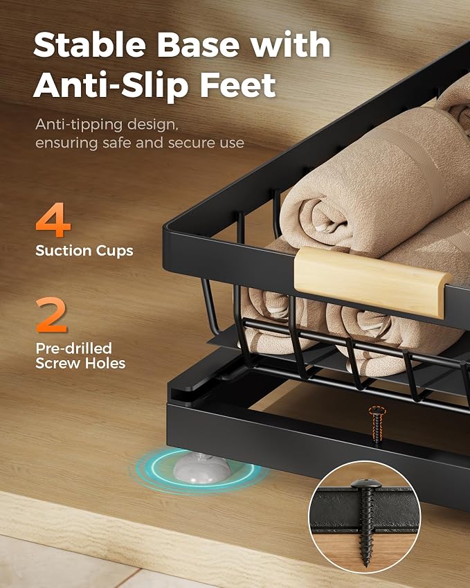 3-Pack 2-Tier Height Adjustable Under Sink Organizer, Black | Multi-purpose metal storage shelf with sliding shelves for kitchen, bathroom, pantry & laundry cabinet - Image 7