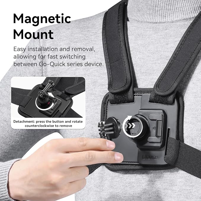 ULANZI CM028 Adjustable Chest Mount Harness for Action Camera Phone | Vertical/Horizontal Switch, for GoPro DJI Insta360 iPhone Samsung, Adjustable Straps, POV Shooting - Image 4