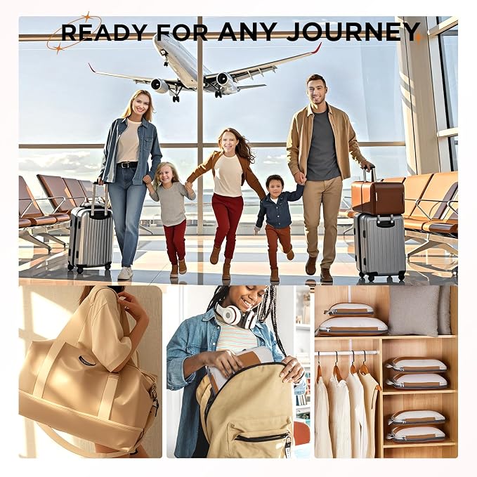 OlarHike 10 Set Compression Packing Cubes for Travel Essentials,Compressible Expandable Space Saver Bags for Organizing Clothes,Luggage Suitcase Garment Bags with Over 1000 pcs Mesh Holes(Brown) - Image 10