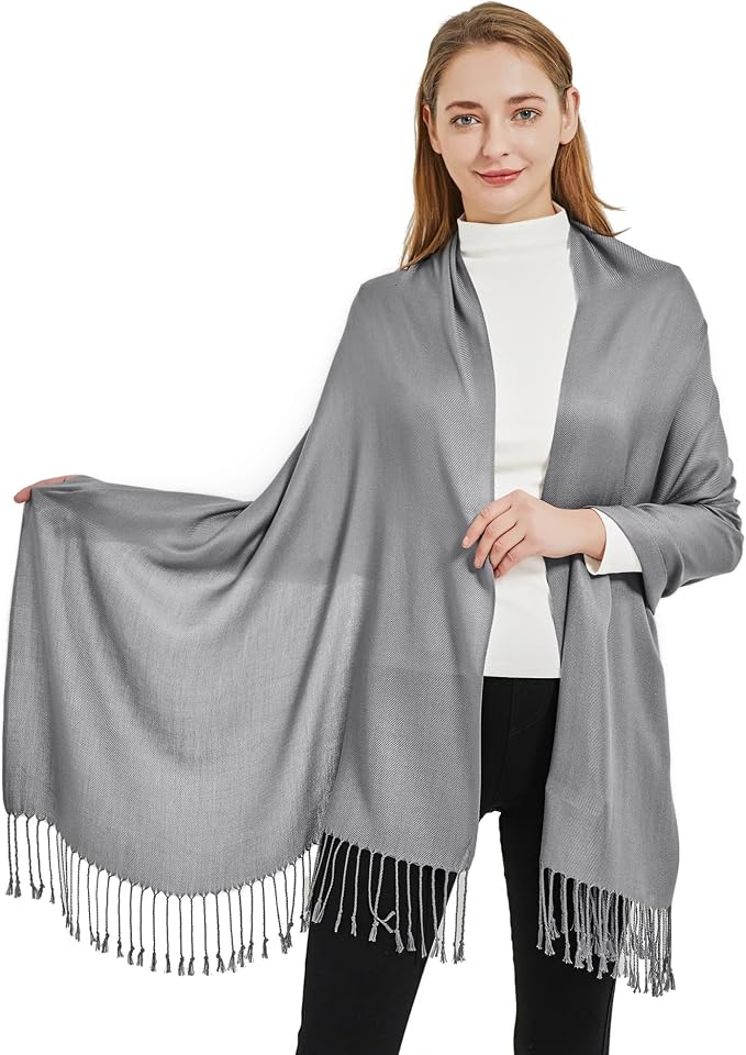 Soft Silky Pashmina Shawl Wraps Solid Colors Scarf for Wedding Evening Dresses - Image 5