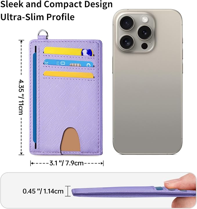 Mayski Slim Wallet, Credit Card Holder for Women, Minimalist Front Pocket RFID Blocking Card Cases, Small Wallet Women Men(Cross Light Purple) - Image 7