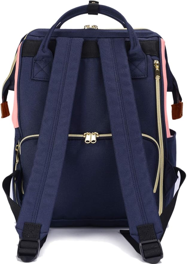 Kah&Kee Polyester Travel Backpack Functional Anti-theft School Laptop for Women Men (Pink* Navy, Medium) - Image 2