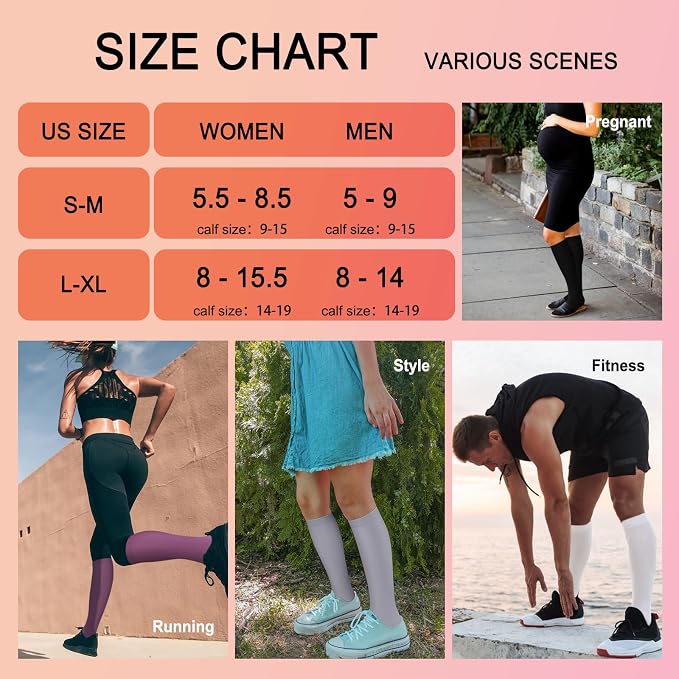 4 Pairs Compression Socks for Women Circulation-Best Support for Nurses,Running,Athletic,Travel - Image 6