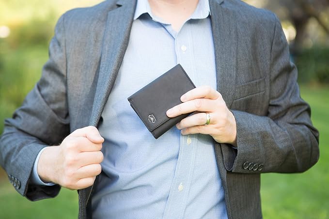 Stealth Mode Trifold RFID Blocking Leather Wallet for Men (Black) | Top Grain Napa Leather, 9 Card Slots, ID Window, Gift Box – Gift for Dad, Husband, or Son - Image 9