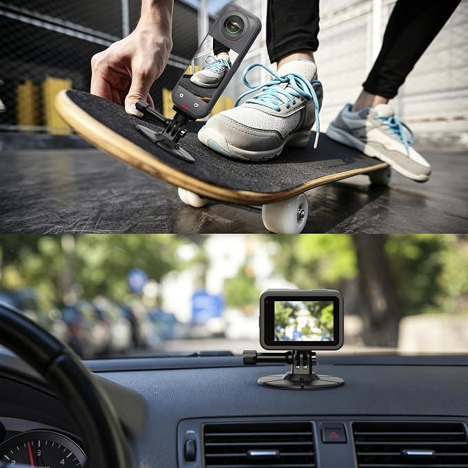 2Pcs Flexible Adhesive Mount for Action Camera 3M Sticky Helmet Mount | Curved Flat Base Kit Compatible with GoPro Hero Insta360 X5 X4 DJI Osmo Action, Motorcycle Bike Surfing Vlog Accessories - Image 4