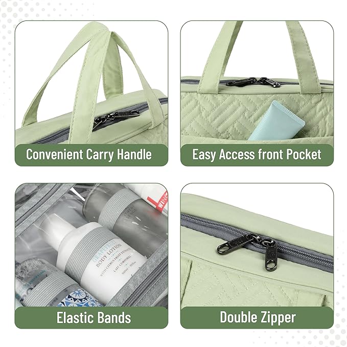 Ms. Pen- Travel Toiletry Bag Organizers, Sage Green | Makeup Travel Bag for Toiletries with Hanging Hook, Water-Resistant - Image 5