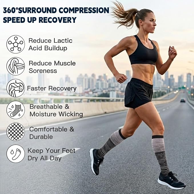 7 Pairs Copper Compression Socks for Men Women 20-30 mmHg Knee High Socks | S/M to XXL Fit, Copper Fiber, Graduated Compression, Circulation Support, Moisture Wicking, Tired Legs & Swelling Relief - Image 5