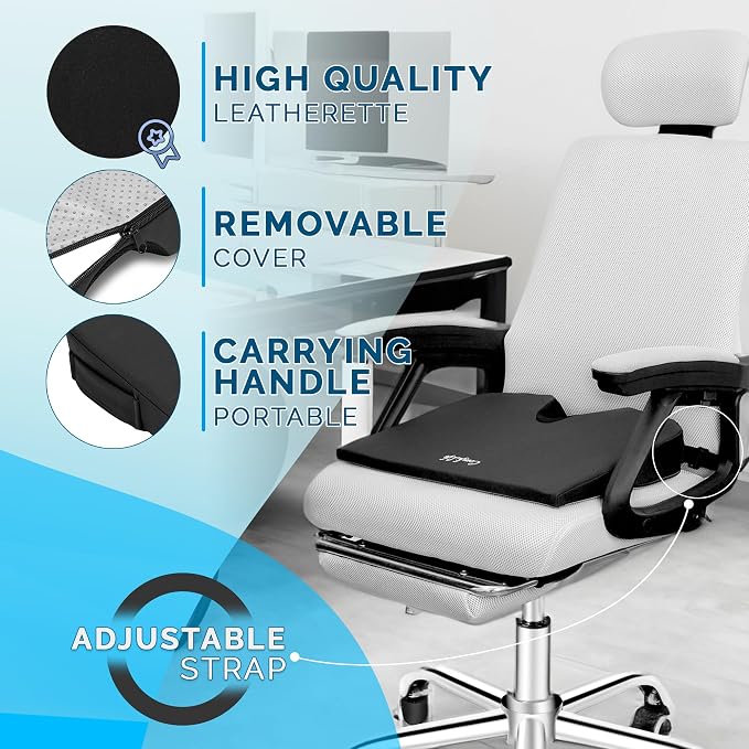ComfiLife Car Seat Cushion – Premium Wedge Memory Foam Car Cushions for Driving – Seat Cushion for Car – Back & Sciatica Pain Relief for Long Drives – Comfort for Driver, Office, Truck Seat (Beige) - Image 6