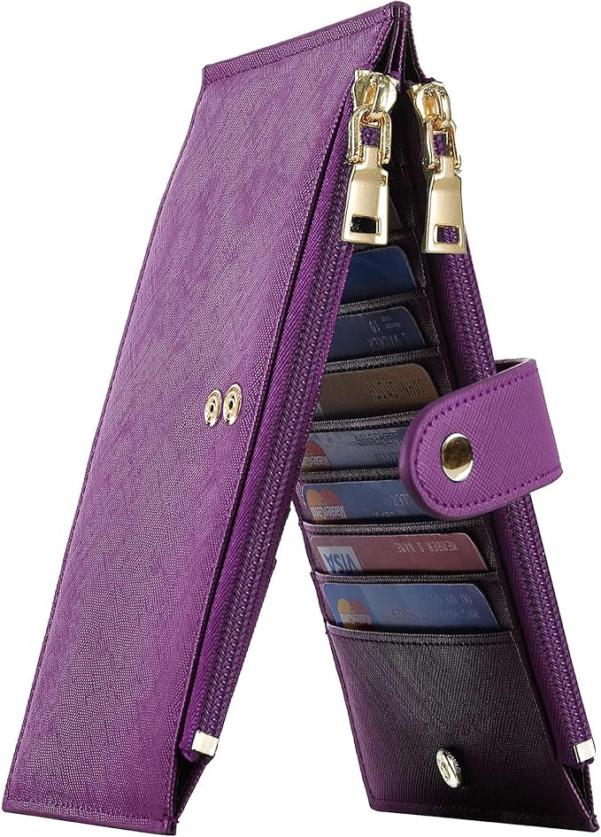 Travelambo RFID Wallet Women Large Size Bifold Multi Card Wallet Case with Zipper Pocke Credit Card Holder for Women by Travelambo