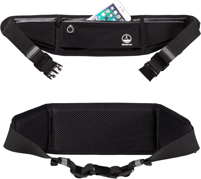 Slim Running Belt Phone Holder Fanny Packs for Women Men - Black | Jogging Pouch, For Hiking Cycling Workout, Travelling Money Belt, Phone Holder - Image 4