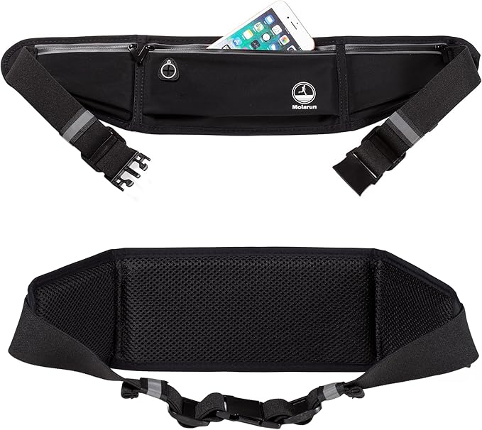 Slim Running Belt Fanny Pack, Phone Holder Waist Pack Money Belt - Black - Image 5