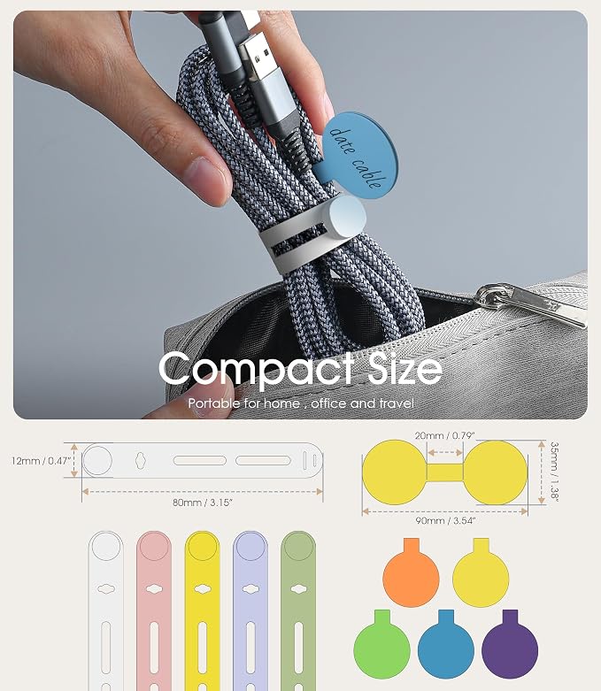 45Pcs Cable Labels and Silicone Cable Ties Set for Electronics | 30 Cable Ties+15 Cord Labels for Organizing Wires and Identification, Reusable Cable Management Set, Multicolor - Image 2