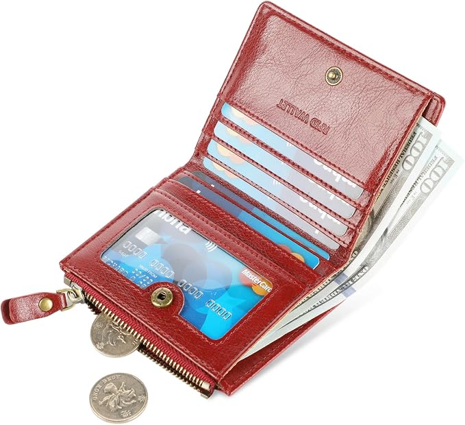Ultra Thin Small Compact Leather Womens Girls Wallets RFID Blocking Credit Card Holder for Women - Image 2