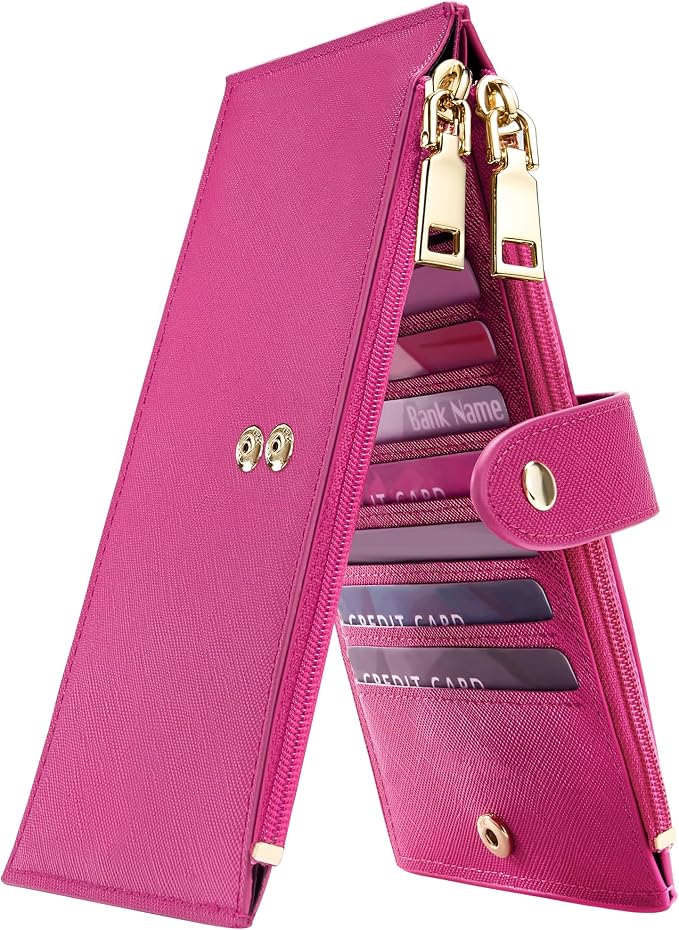 Travelambo RFID Wallet Women Large Size Bifold Multi Card Wallet Case with Zipper Pocke Credit Card Holder for Women by Travelambo