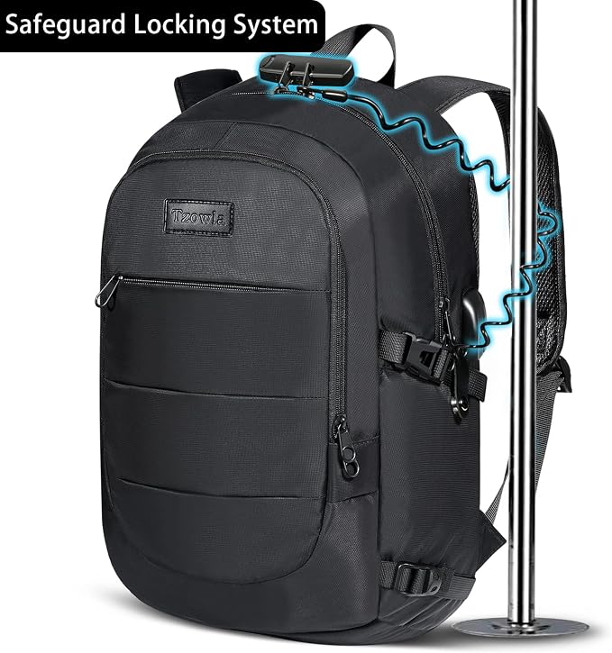 Tzowla 35 Liter Anti Theft Backpack with Tracker Tag,Giant Tumbler Holder Pocket and Lock,15.6 Inch Laptop Backpack - Image 4