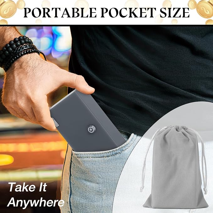 Acrylic Cash Box for Gambler Pocket Size, Winners Bank with 2 Keys Storage Bag, Compact Portable Secure Money Organizer Safe Lock Box for Casino, Control Gambler,Grey,1 Pack - Image 5