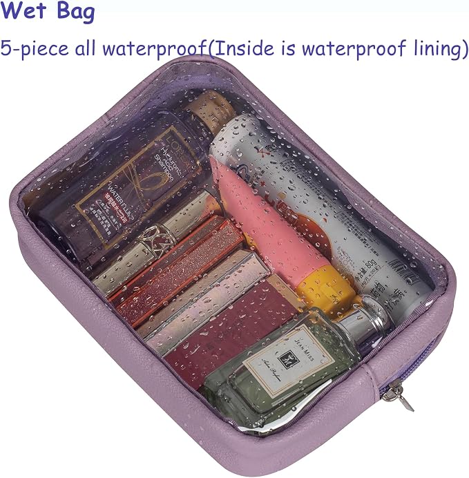 Remobia Hicol TSA Approved 5-Piece Diaper Bag Organizer Pouch Set Clear Waterproof TPU Kids Toiletry Storage Set Travel Packing Clutch Cube Bags for Baby Nursing (Purple) - Image 4