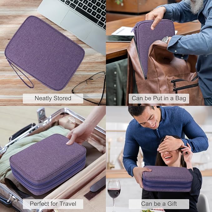 FYY Electronic Organizer, Travel Tech Pouch Bag, Extra Large, Dark Purple | Wrist Strap, Waterproof, Double Layers Electronics Travel Case for iPad, Cord, Laptop Charger, Daily and Business Trips Use - Image 7