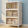 LDQ Storage Bins with Lids, 3 Tier 69QT Stackable Storage Cabinet, Foldable Closet Organizer with Doors & Wheels, Plastic Storage Drawers for Bedroom, Living Room, Bathroom by Unknown