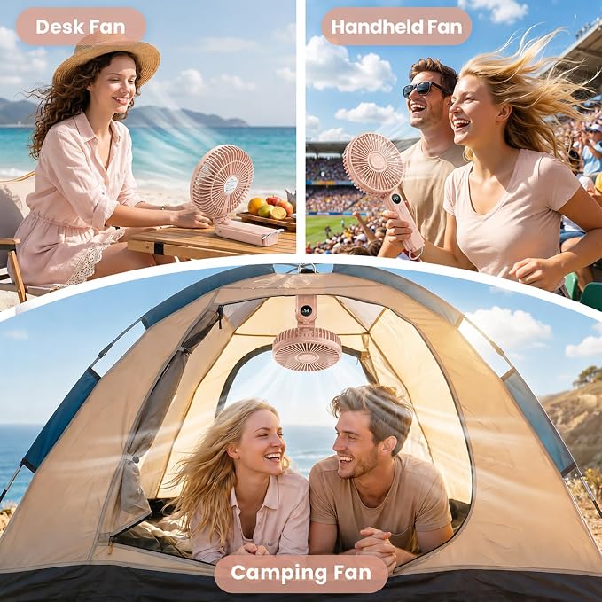 Portable Handheld Fan, 10000mAh Rechargeable 6-Inch Personal Fan for Travel | Ultra Quiet Foldable Desk Fan, 5-Speed Battery Operated Fan with Up to 40H Runtime and Digital Display for Travel and Makeup - Image 7