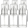 Clear Glass Pump Bottle (6-Pack) 1 Oz 30ml - Refillable, Silver Cap | Luxury, Lotion, Serum, Foundation, Body Cream, Sanitizer, Cosmetics, Travel by Vitalup