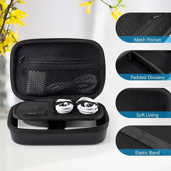 ProCase Hard Travel Electronic Organizer Case for MacBook Power Adapter Chargers Cables Power Bank Apple Magic Mouse Apple Pencil USB Flash Disk SD Card Small Portable Accessories Bag - Image 4