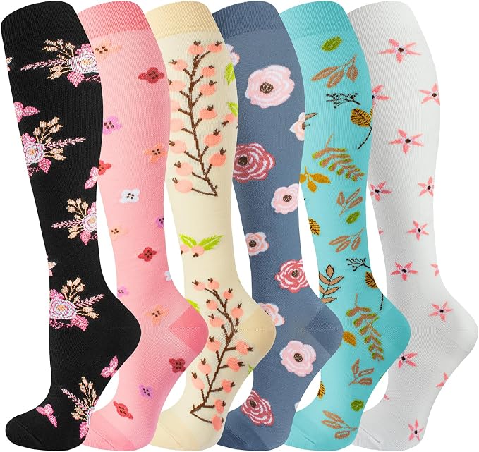 cerpite Compression Socks for Women & Men 6 Pairs Knee High Compression Socks 20-30 mmhg Best for Running,Nurse,Travel by Cerpitesportsstyles