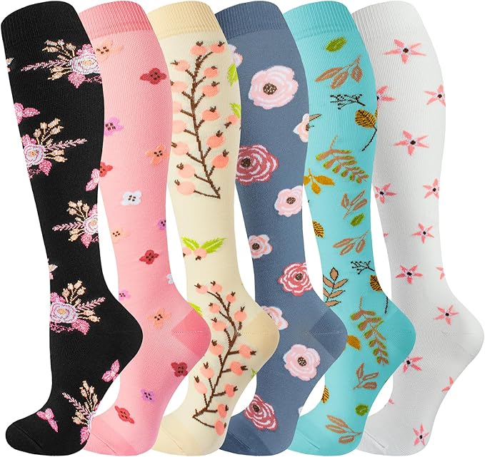 cerpite Compression Socks for Women & Men 6 Pairs Knee High Compression Socks 20-30 mmhg Best for Running,Nurse,Travel by Cerpitesportsstyles