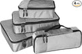 WTREE 4-Piece Packing Cubes Travel Accessories Set for Suitcases - Luggage Organizer Bags with Double Zipper - Mesh Top - Small/Medium/Large/Slim - Grey by WTREE