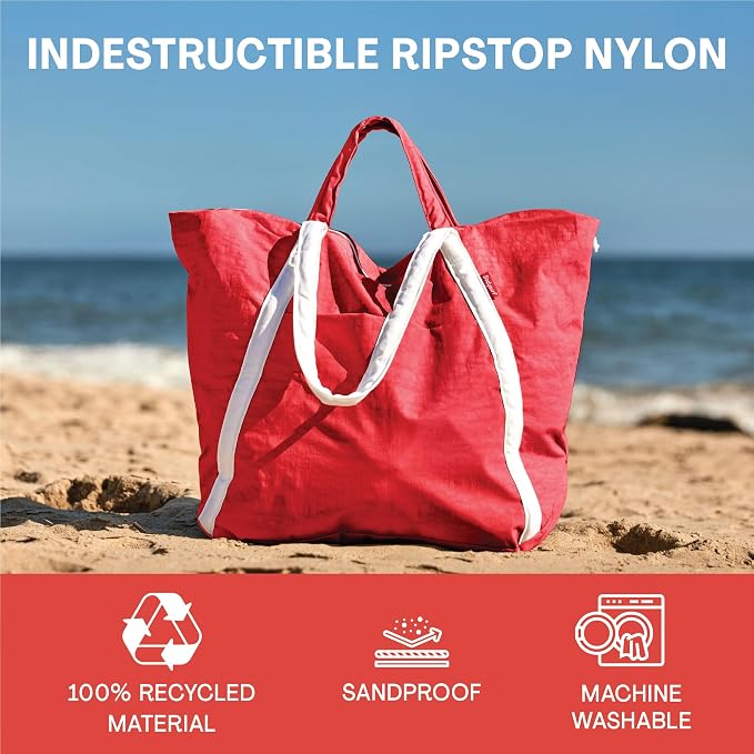 Bodysurf Beach Bag Waterproof Sandproof, Foldable Packable Travel Zip Tote | Pool, boat and swim bag for men and women, XL and medium, 6 colors, zip-top, front pocket, inner wet pouch, recycled nylon - Image 7
