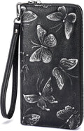 BELTANA Womens Wallet RFID Wallet Women with Passport Holder Butterfly Vegan Leather Multi Card Slots Wallets Large Capacity Wristlet Travel Purse for Women (Black) by BestSeller