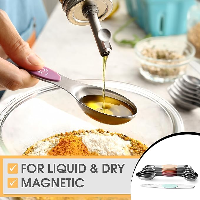 Spring Chef Stainless Steel 8 Magnetic Measuring Spoons Set, Desert Sunset | Dual Sided Metal Teaspoon & Tablespoon Measuring Spoons with Leveler for Dry & Liquid Ingredients, Fits in Kitchen Spice Jars - Image 4