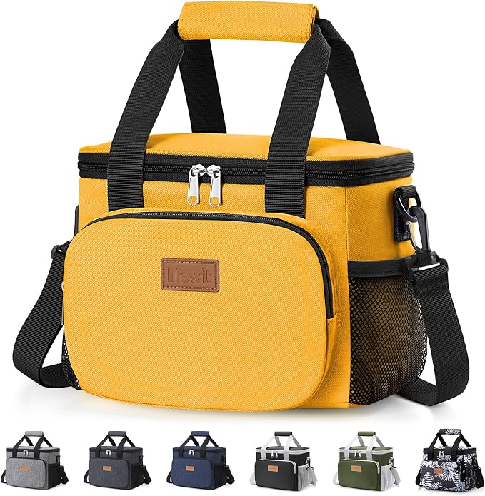 Lifewit Medium Lunch Bag, Insulated Lunch Box, Soft Cooler Cooling Tote for Adult Men Women, Orange 12-Can (9L) by Lifewit
