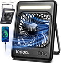 10000mAh Portable Travel Fan, 5 Speeds Strong Wind Cruise Fan with LED Lantern, 24H Runtime Personal Rechargeable Fan, 2/4/6/8H Timer, Ultra-thin Quiet Desk Fan for Camping, Office, Bedroom, Beach by Unknown