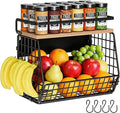 Magnetic Shelf for Fridge,Hanging Wall Basket for Potato Onion Fruit and Vegetable Storage Bins,Large Produce Container Magnetic Spice Rack for Refrigerator Kitchen Counter Pantry,Black by Clothink