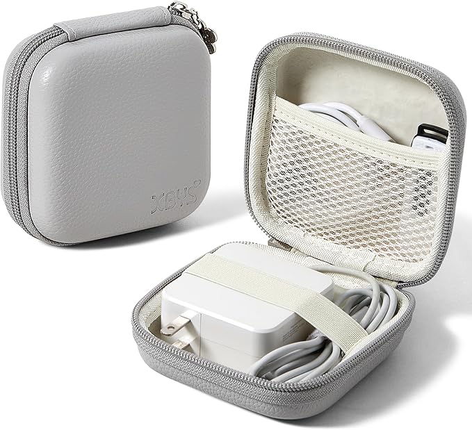 Portable Charger Case, Tech Pouch Travel Organizer, M, Grey | Hard Shell Electronic Storage for MacBook Power Adapter, Charging Cords, USB Drives, Power Bank Laptop Accessories by Linpr